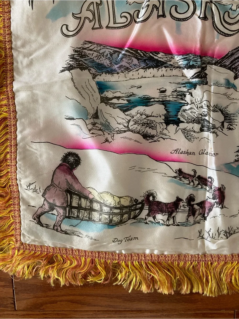 Vintage‎ 1950’s Satin Souvenir Pillow Case Alaska